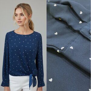 Vtg Y2K long sleeve tie waist mini hearts blouse - Socialite brand